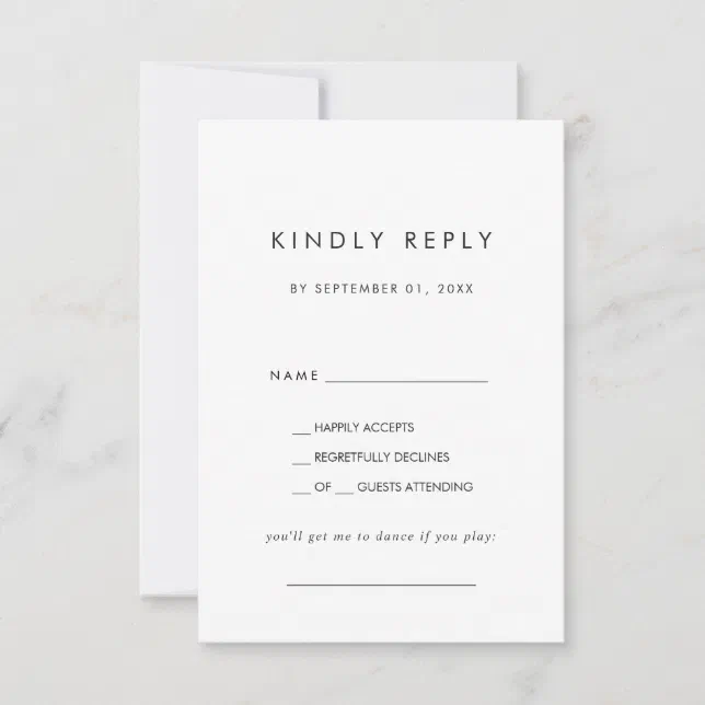 Chic Typography Song Request RSVP Card | Zazzle