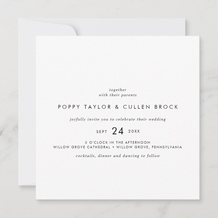 Chic Typography Square Wedding Invitation | Zazzle