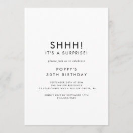 Chic Typography Surprise Party Invitation