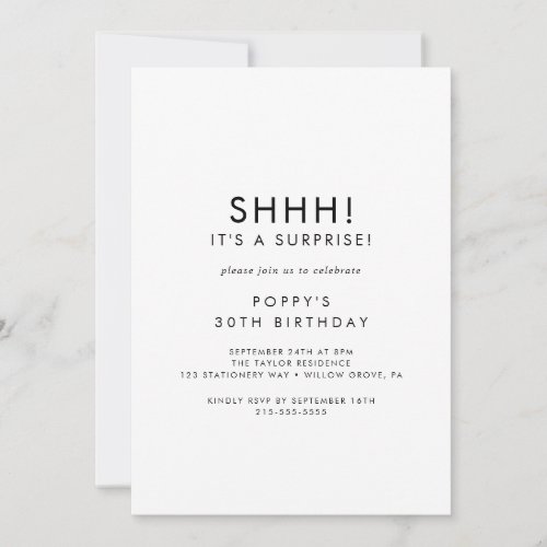 Chic Typography Surprise Party Invitation