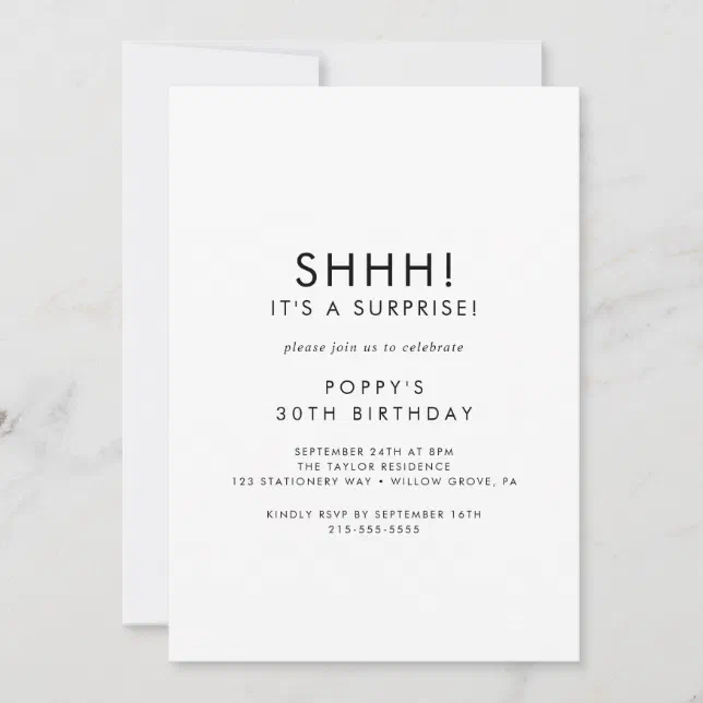 Chic Typography Surprise Party Invitation | Zazzle