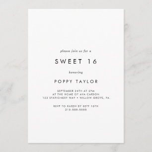 Chic Typography Sweet 16 Birthday Invitation