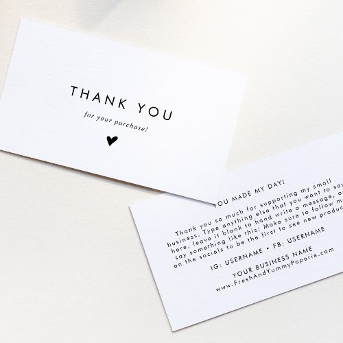 Chic Typography Thank You Business Card
