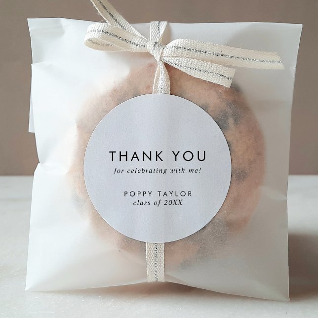 Chic Typography Thank You Graduation Favor Sticker (Creator Uploaded)