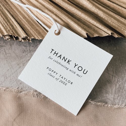 Chic Typography Thank You Graduation Favor Tags