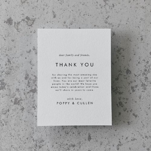 Chic Typography Thank You Reception Card
