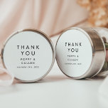 Chic Typography Thank You Wedding Favor Sticker<br><div class="desc">These chic typography thank you wedding favor stickers are perfect for a modern wedding reception. The simple design features classic minimalist black and white typography with a rustic boho feel. Customizable in any color. Keep the design minimal and elegant, as is, or personalize it by adding your own graphics and...</div>