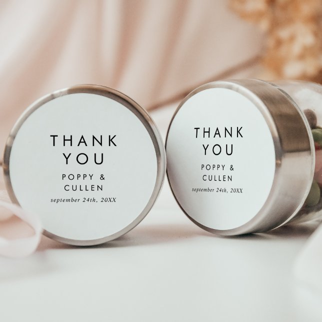 Chic Typography Thank You Wedding Favor Sticker (Creator Uploaded)