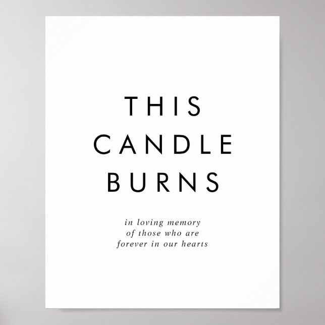 Chic Typography This Candle Burns Wedding Sign (Front)