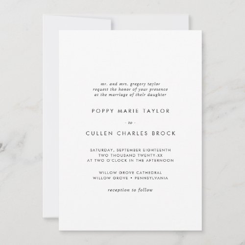 Chic Typography Traditional Wedding Invitation