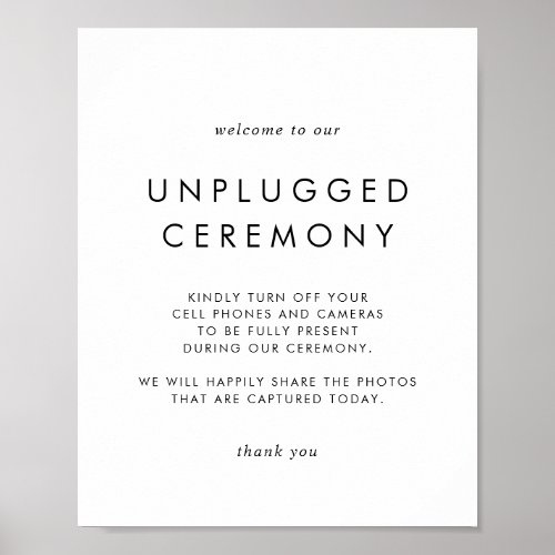 Chic Typography Unplugged Ceremony Sign