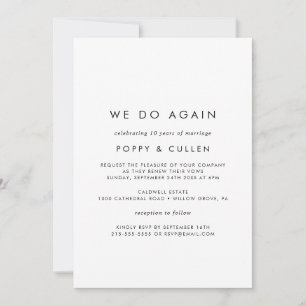 Chic Typography We Do Again Vow Renewal Invitation
