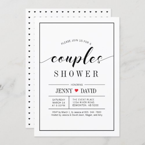 Chic Typography Wedding Couples Shower Invitations