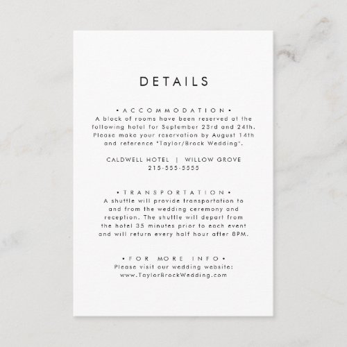 Chic Typography Wedding Details