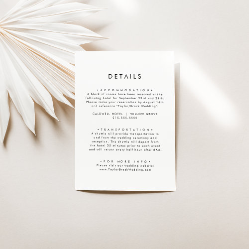 Chic Typography Wedding Details Enclosure Card