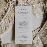 Chic Typography Wedding Dinner Menu<br><div class="desc">This chic typography wedding dinner menu card is perfect for a modern wedding. The simple design features classic minimalist black and white typography with a rustic boho feel. Customizable in any color. Keep the design minimal and elegant, as is, or personalize it by adding your own graphics and artwork. This...</div>