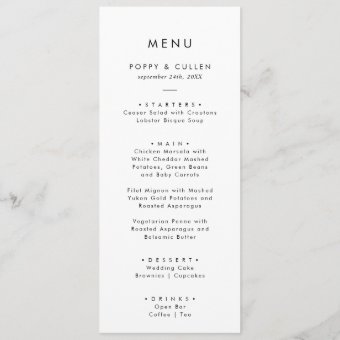 Chic Typography Wedding Dinner Menu Zazzle