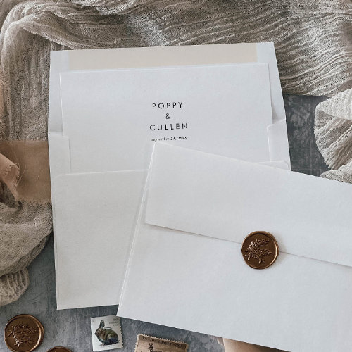 Chic Typography Wedding Envelope Liner