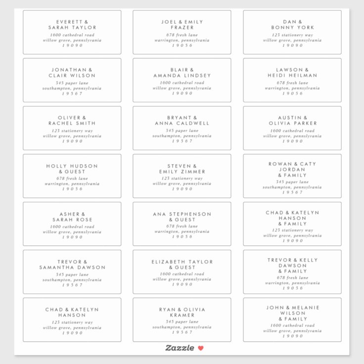 Chic Typography Wedding Guest Address Labels | Zazzle