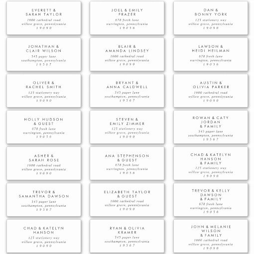 Chic Typography Wedding Guest Address Labels | Zazzle