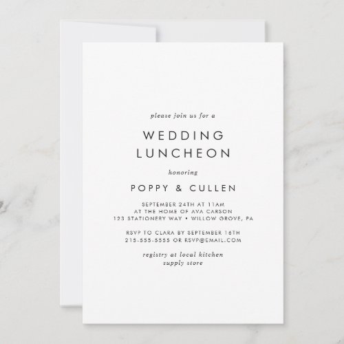 Chic Typography Wedding Luncheon Invitation