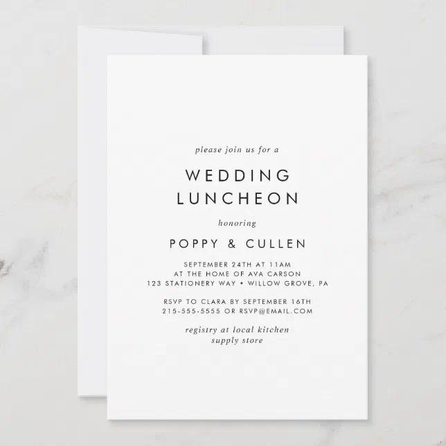 Chic Typography Wedding Luncheon Invitation Zazzle