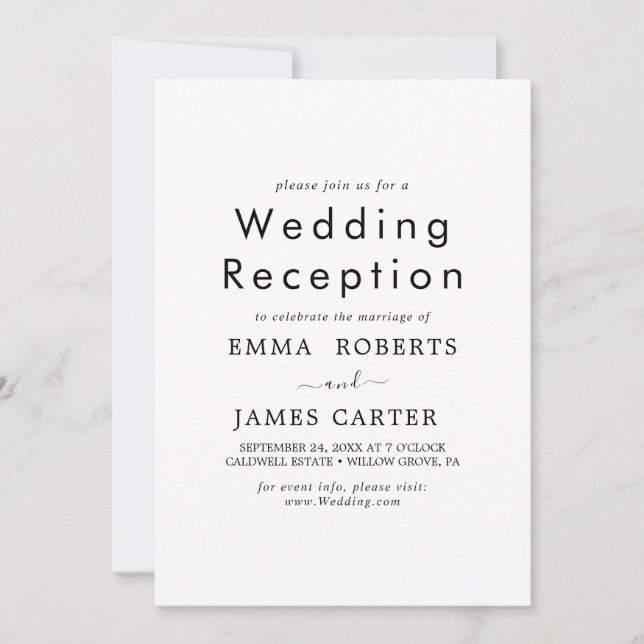 Chic Typography | Wedding Reception Invitation (Front)