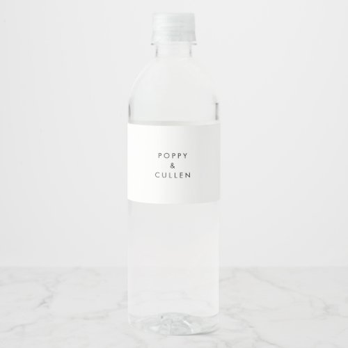 Chic Typography Wedding Water Bottle Label