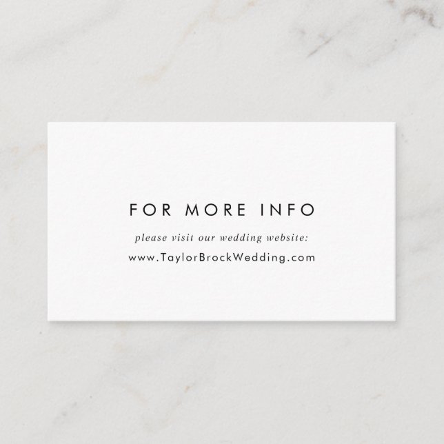 Chic Typography Wedding Website Enclosure Card (Front)