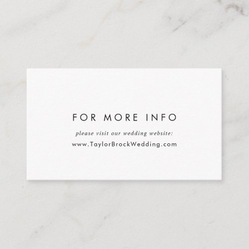 Chic Typography Wedding Website Enclosure Card