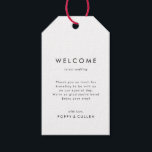 Chic Typography Wedding Welcome Gift Tags<br><div class="desc">These chic typography wedding welcome gift tags are perfect for a modern wedding. The simple design features classic minimalist black and white typography with a rustic boho feel. Customizable in any color. Keep the design minimal and elegant, as is, or personalize it by adding your own graphics and artwork. Personalize...</div>