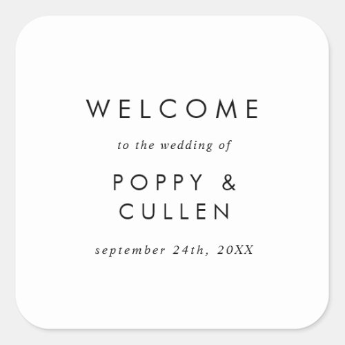 Chic Typography Wedding Welcome Square Sticker