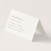 chic typography white and gold script typography business card (Back)