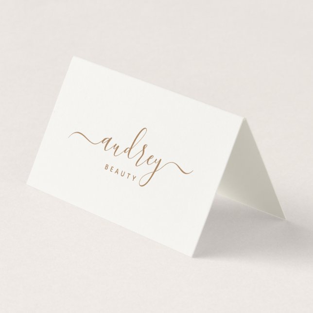 chic typography white and gold script typography business card (Front)
