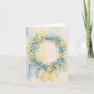Chic Ukraine Flag Inspired Wreath Watercolor Card
