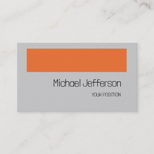 Chic Unique Modern Minimalist Plain Grey Orange Business Card