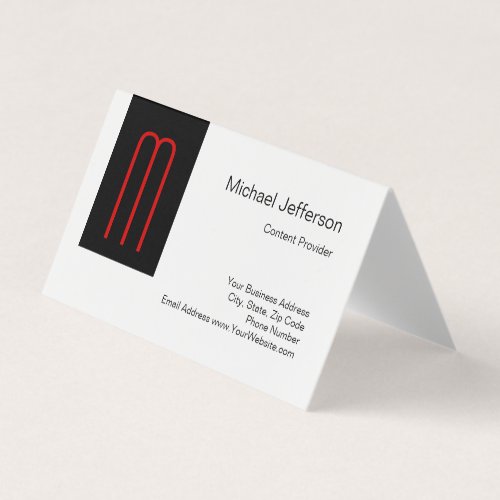 Chic Unique Monogram Black White Plain Simple Business Card