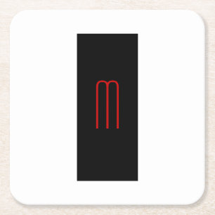Chic Unique Monogram Black White Plain Simple Square Paper Coaster