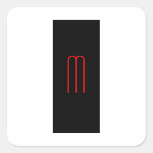 Chic Unique Monogram Black White Plain Simple Square Sticker