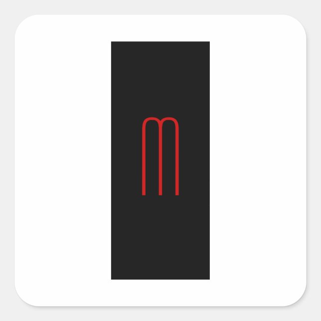 Chic Unique Monogram Black White Plain Simple Square Sticker (Front)