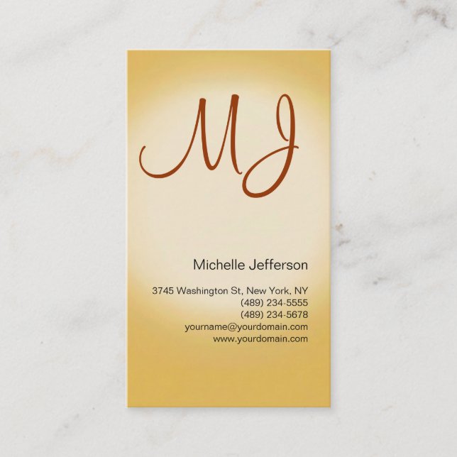 Chic Unique Monogram Business Card (Front)