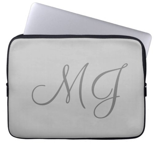 Chic Unique Monogram Gray Classical Laptop Sleeve