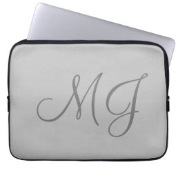 Chic Unique Monogram Grey Classical Laptop Sleeve