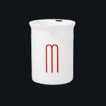 Chic Unique Monogram Red White Plain Simple Beverage Pitcher<br><div class="desc">Trendy Modern Customize Professional Simple Design.</div>