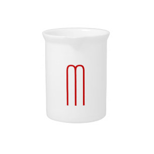 Chic Unique Monogram Red White Plain Simple Beverage Pitcher