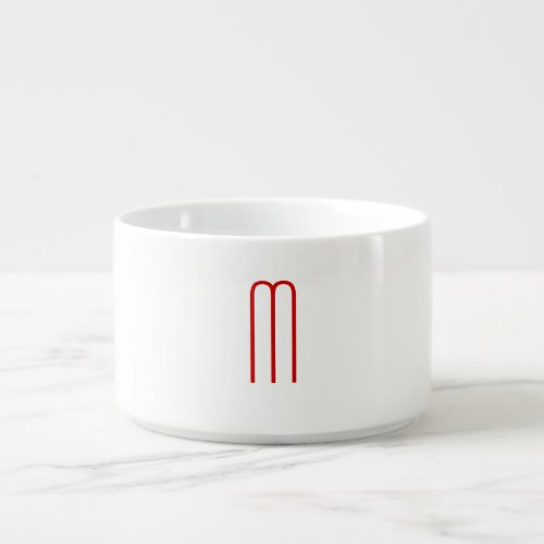 Chic Unique Monogram Red White Plain Simple Bowl