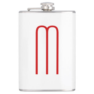 Chic Unique Monogram Red White Plain Simple Flask