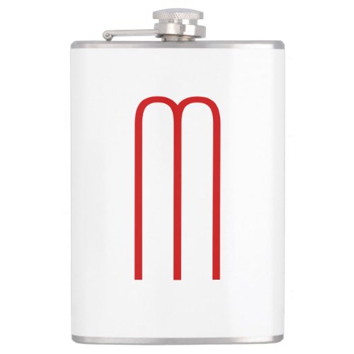 Chic Unique Monogram Red White Plain Simple Flask