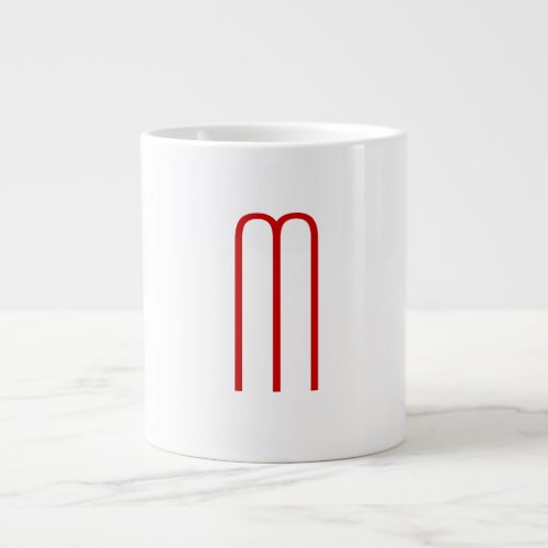 Chic Unique Monogram Red White Plain Simple Giant Coffee Mug