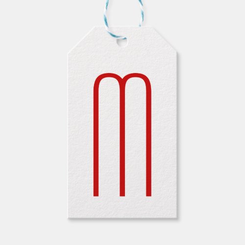 Chic Unique Monogram Red White Plain Simple Gift Tags